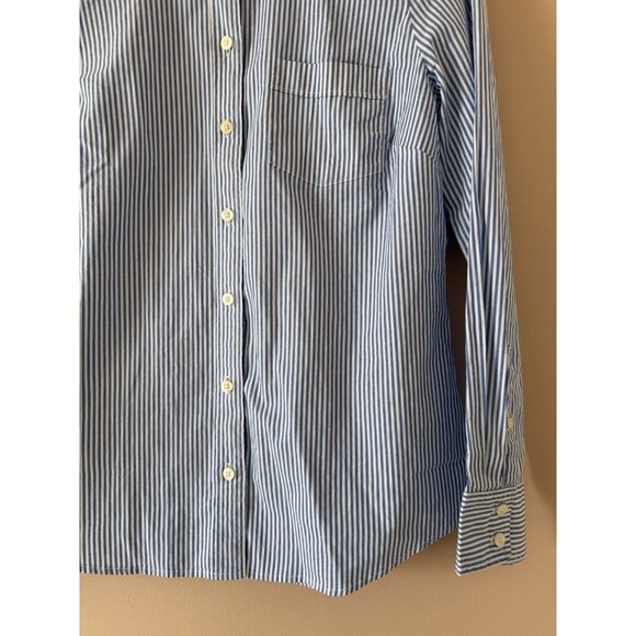 J . Crew Cotton Poplin Button Up Signature Fit Shirt Preppy Nautical Modest M - Picture 5 of 10